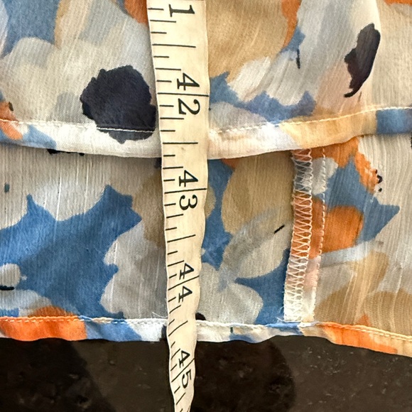 Joie Blue/Coral Floral Tiered Flowy Boho Prairie Dress W High-Low Hem Size XS - Picture 12 of 15